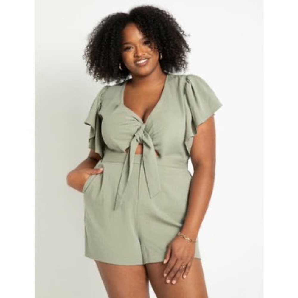 Tie Bodice Romper With Flutter Sleeves (Nwt) - image 3